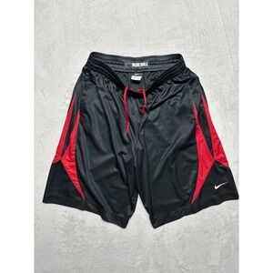 Vintage Y2K‎ Nike Dri-Fit Basketball Shorts Men's L Black w/ Red Panels Baggy